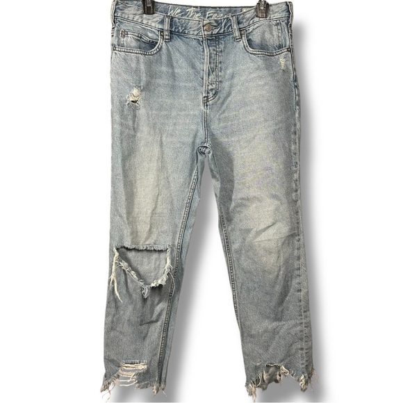 We The Free Mid Rise Straight Leg Distressed Raw Hem Button Fly Denim Size 29 - Picture 1 of 7